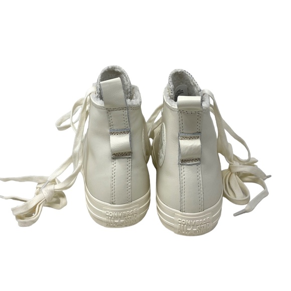 Converse Chuck Taylor High Top Women White Sherpa Leather Sneakers Size A04257C - Picture 4 of 8